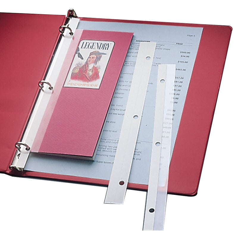 C-Line Self-Adhesive Attaching Strips, 3-Hole Punched, 1 x 11, Clear, 200/Box - Image 1
